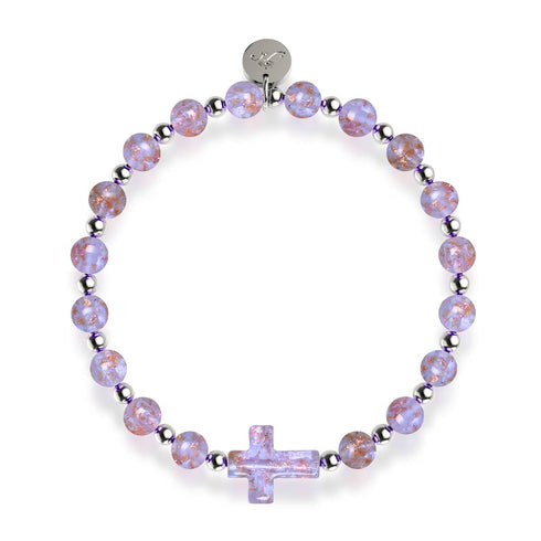 Lila | Silber | Firefly Glaskreuz Armband
